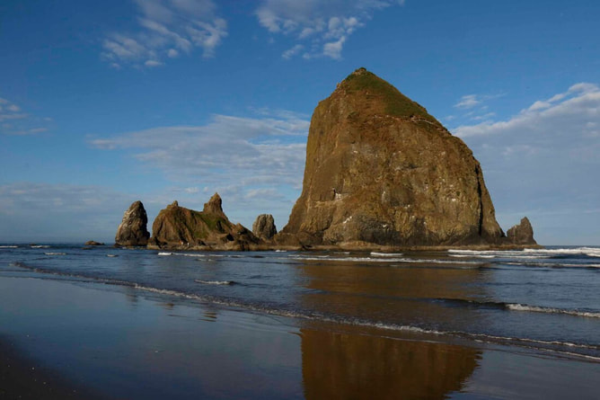 Nature Travel: Rock with diversity of birds nesting, Cannon Beach, OR